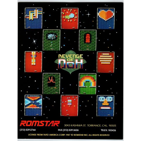 Revenge Of Doh Arcade Flyer 1987 Original Retro Video Game Art Vintage Arkanoid - Picture 1 of 1